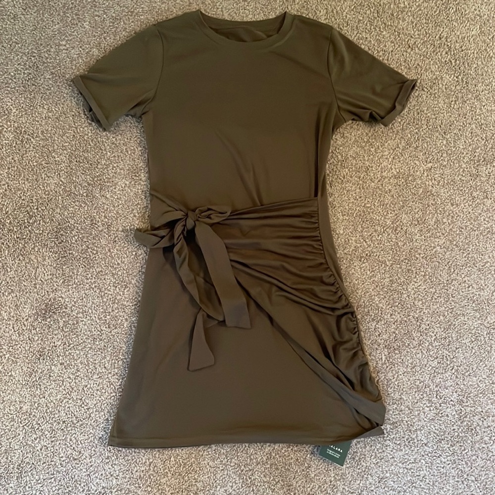 Olive green wrap dress